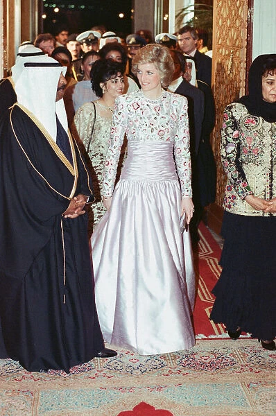 Princess Diana attends a dinner at Al Shaab Palace given by the Crown Prince
