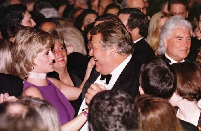 Framed Print : Princess Diana dances with American millionaire tool manufacturer Michael Wilkie at a Framed Print : Princess Diana dances with American millionaire tool manufacturer Michael Wilkie at a