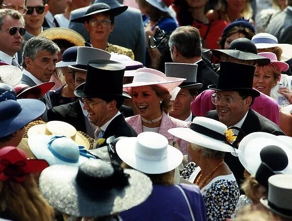 Princess Diana is one of the many faces in the the crowd at Ascot. 21st June 1989