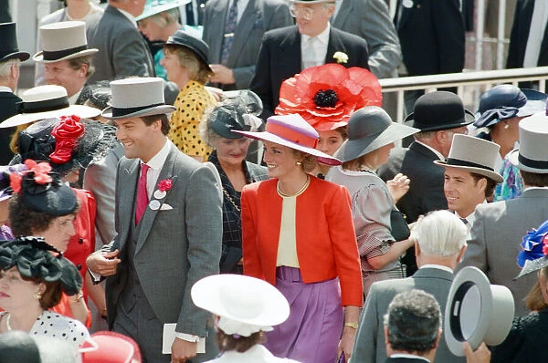 Princess Diana and her friend Harry Herbert in the royal enclosure at the first day of