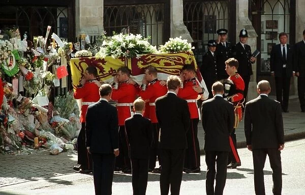 Princess Diana Funeral 6th September 1997. Prince Charles, Prince William