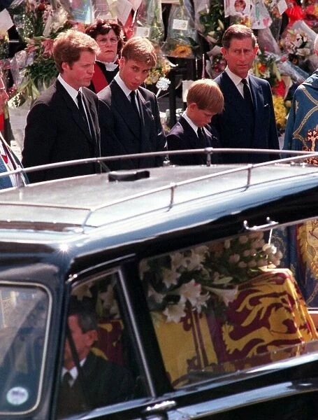 Princess Diana Funeral 6th September 1997. Coffin leaves Westminster Abbey