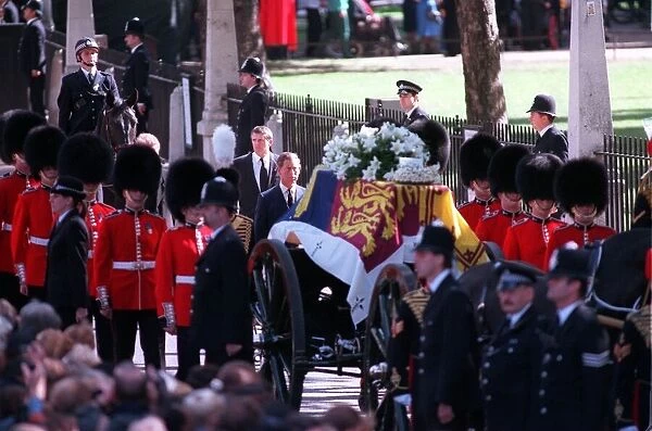 Princess Diana Funeral 6th September 1997. Prince Charles wasking behind