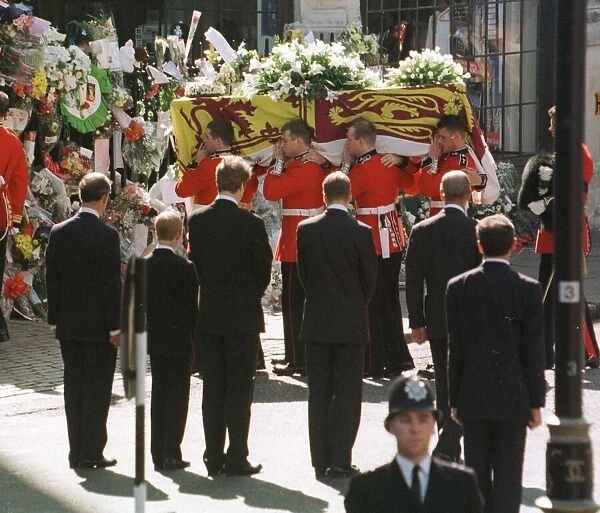 Princess Diana Funeral 6th September 1997. The coffin of Diana