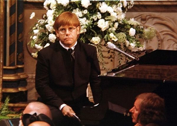 Princess Diana Funeral 6th September 1997. Elton John performs a new version of his