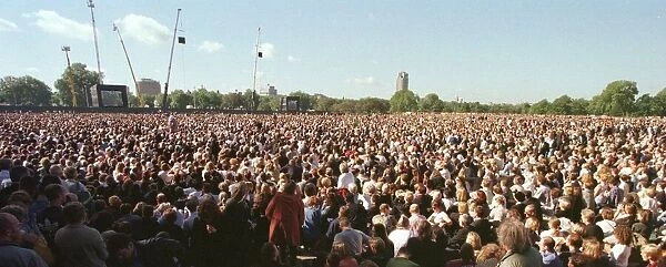 Princess Diana Funeral 6th September 1997. The crowds at Hyde Park in London