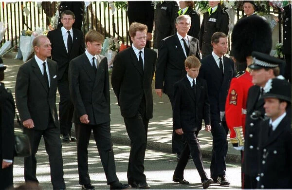 Princess Diana Funeral 6th September 1997. Prince Philip, Prince William