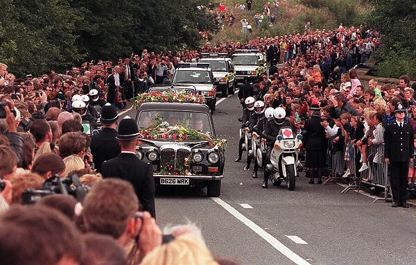 Princess Diana Funeral 6th September 1997. The hearse carrying the body of
