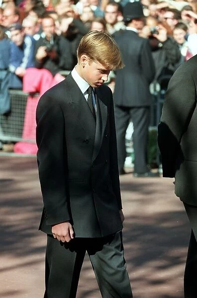 Princess Diana Funeral 6th September 1997. Prince William head bowed