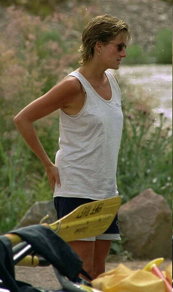 Princess Diana after going white water rafting on the Roaring fork river AKA Colorado