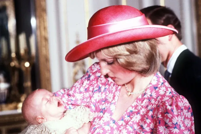 Framed Print : Princess Diana holds her son Prince William in her arms in the White Drawing Room of