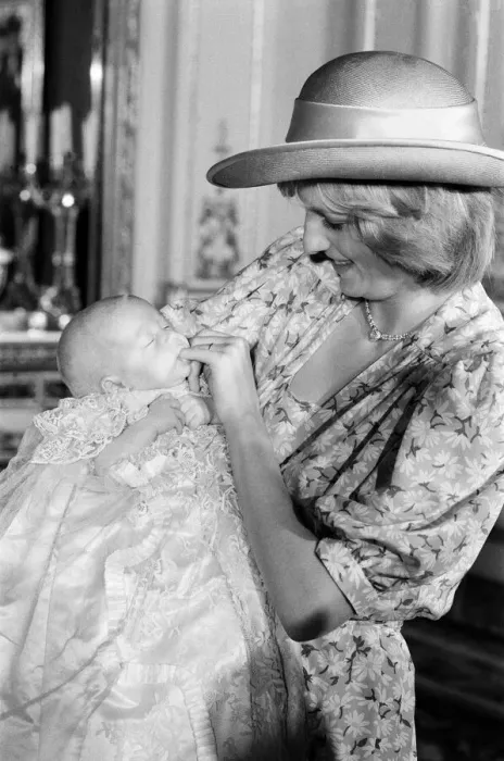 Framed Print : Princess Diana holds her son Prince William in her arms in the White Drawing Room of Framed Print : Princess Diana holds her son Prince William in her arms in the White Drawing Room of