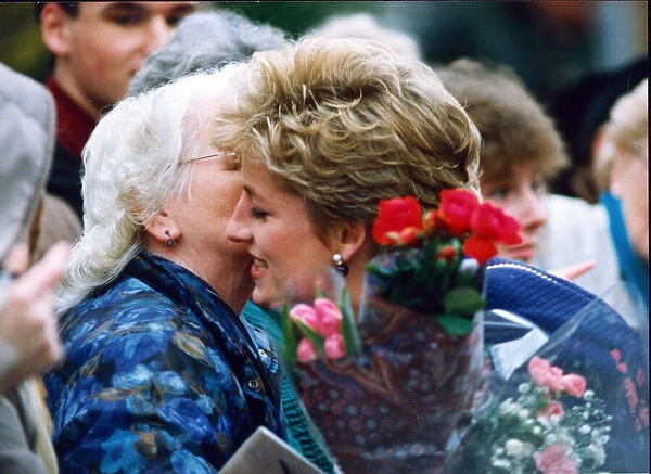 Princess Diana, HRH The Princess of Wales, greets well-wishers during her visit to