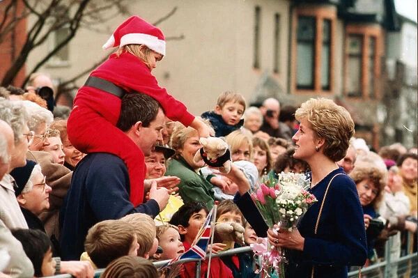 Princess Diana, HRH The Princess of Wales, greets well-wishers during her visit to Tyne