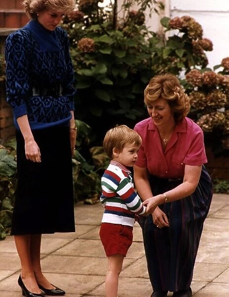Princess Diana introduces her three yearold son Prince William to headmistress Jane