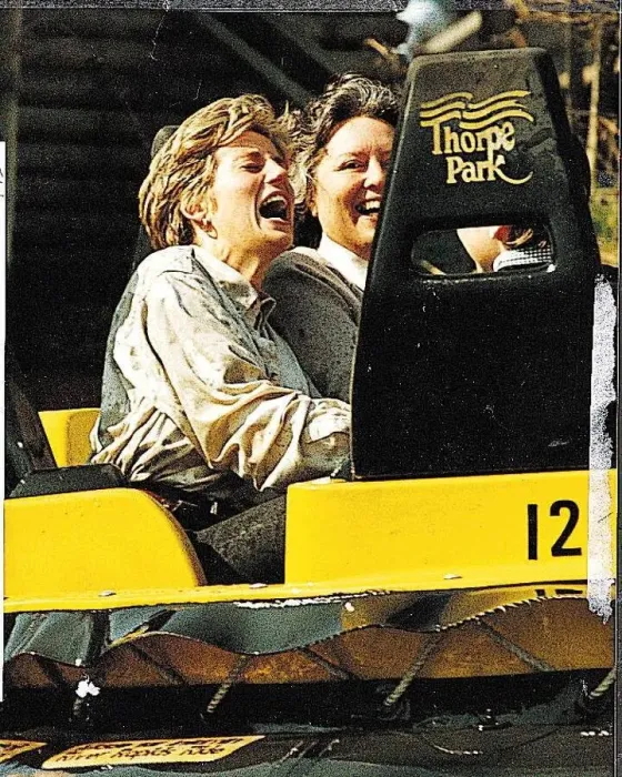 Framed Print : Princess Diana laughing and getting soaked on the Thunder River boat ride in Thorpe Park