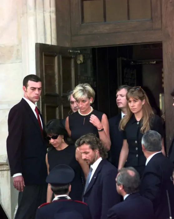 Framed Print : Princess Diana leaves a memorial service for slain Italian fashion designer Gianni Framed Print : Princess Diana leaves a memorial service for slain Italian fashion designer Gianni