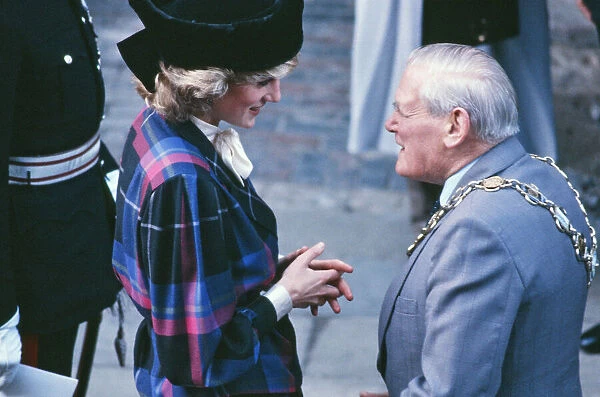 Princess Diana meets and greets the people of Shrewsbury in Shropshire