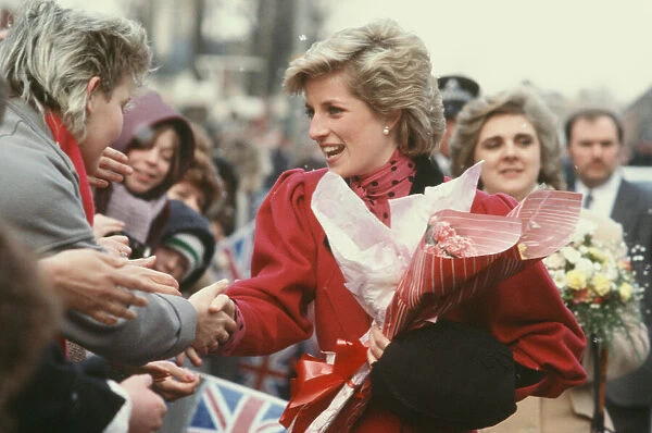 Princess Diana meets and greets the people of Walsall, West Midlands