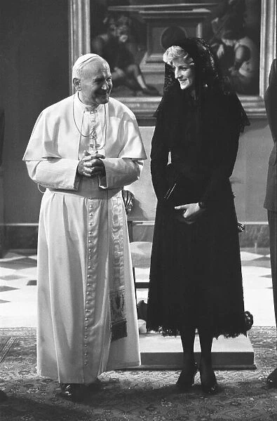 Princess Diana meets Pope John Paul II at the Vatican in Rome, Italy