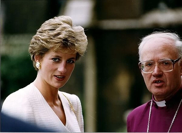 Princess Diana pictured with Archbishop of Canterbury George Carey as attends a Special