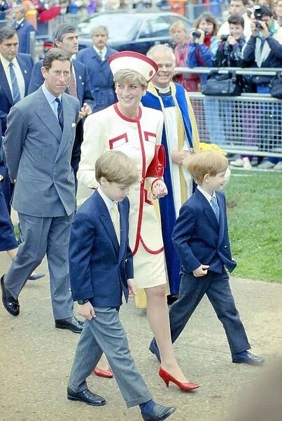 Princess Diana and Prince Charles with their sons, Prince William and Prince Harry