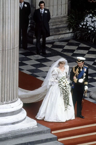 Princess Diana and Prince Charles after their wedding ceremony