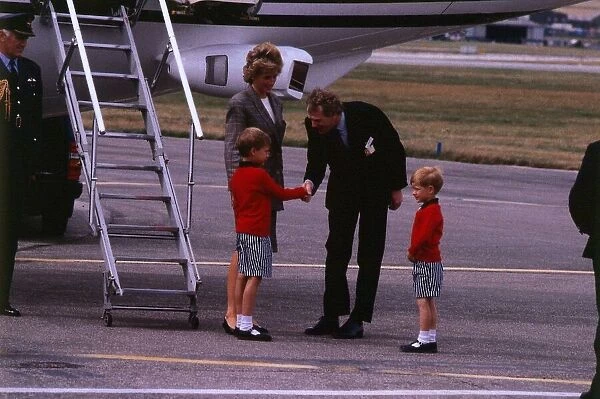 Princess Diana, the Princess of Wales arriving at Dyce Airport