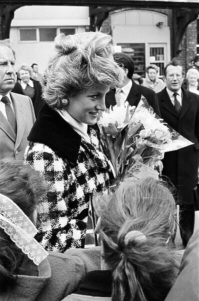 Princess Diana, Princess of Wales seen here arriving at Middlesbrough Station during a