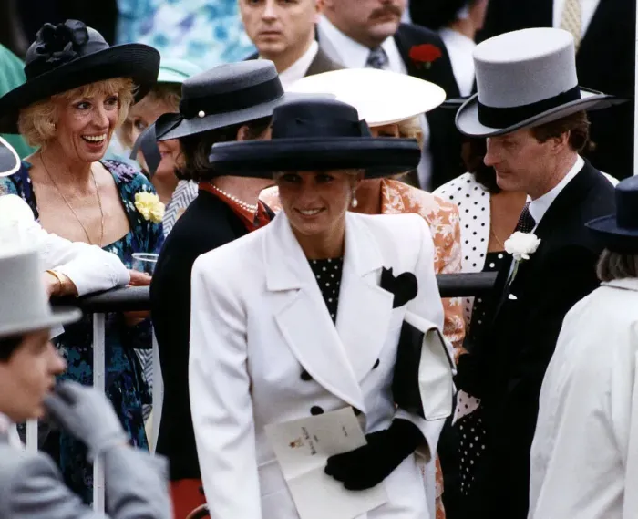 Framed Print : Princess Diana at Royal Ascot wearing a double breasted suit by Catherine Walker