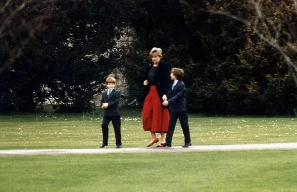 Princess Diana Royalty takes a stroll in Windsor Park wearing a dark jacket