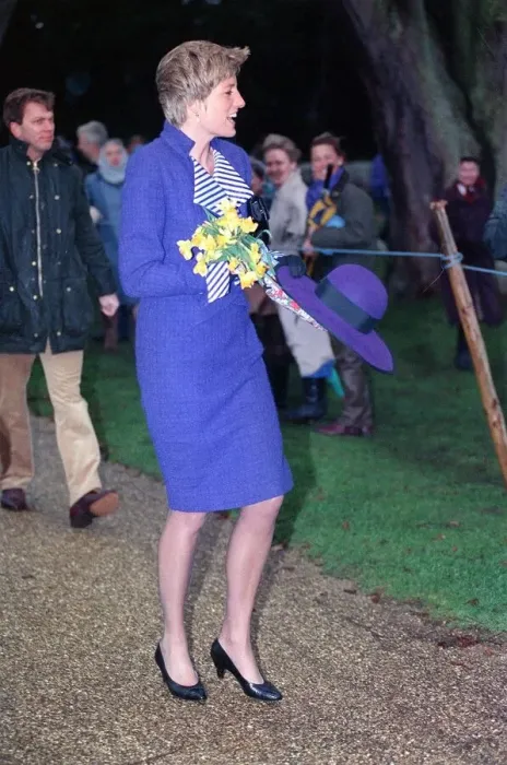 Framed Print : Princess Diana at Sandringham Church Service on a windy Christmas day Framed Print : Princess Diana at Sandringham Church Service on a windy Christmas day