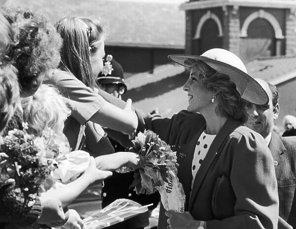 Princess Diana shaking hands with well wishers at the Middlesbrough Enterprise Centre