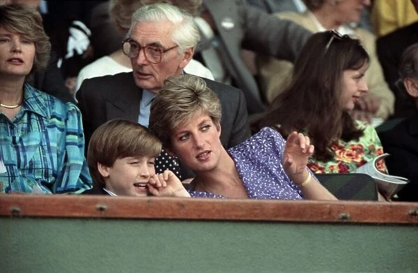 Princess Diana and her son Prince William pictured at the Wimbledon Ladies Singles Final
