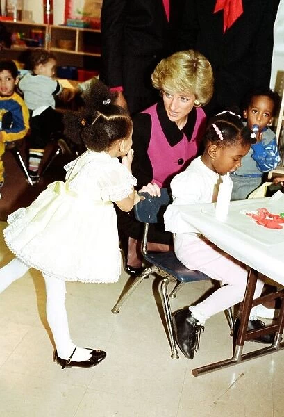 Princess Diana visits day nursery in New York, during visit to the US, 2nd February 1989