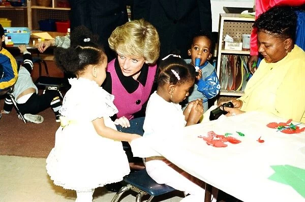 Princess Diana visits day nursery in New York, during visit to the US, 2nd February 1989