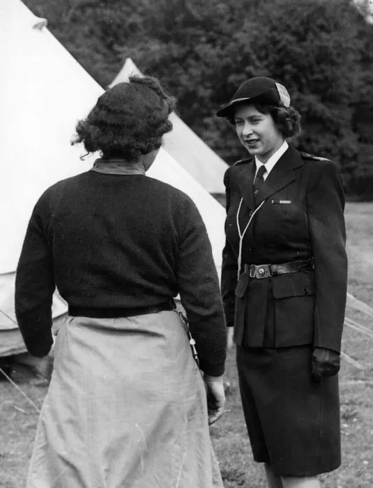 Framed Print : Princess Elizabeth at Cardiff Girl Guides meeting. June 1945 Framed Print : Princess Elizabeth at Cardiff Girl Guides meeting. June 1945