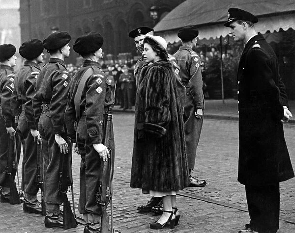 Princess Elizabeth inspecting the Guard of Honour provided by the 8th Ardwick Battalion