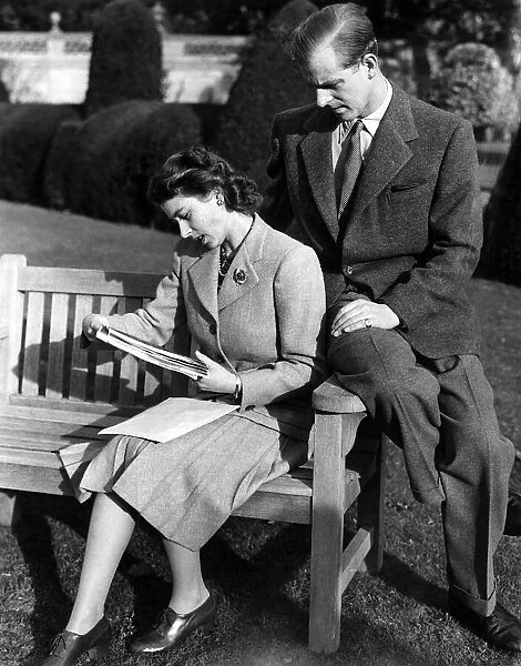 Princess Elizabeth and Lt Philip Mountbatten at Romsey Hants on their honeymoon 1947