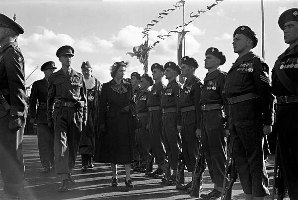 Princess Elizabeth tour of Devon and Cornwall, reviewing army soldiers