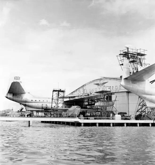 Framed Print : Princess Flying-Boat on the slipway of Saunders Roe, Cowes, Isle of Wight Framed Print : Princess Flying-Boat on the slipway of Saunders Roe, Cowes, Isle of Wight