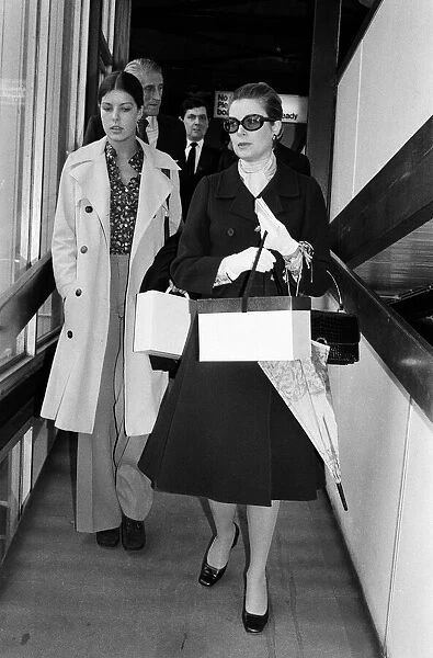Princess Grace of Monaco arrives at Heathrow with Princess Caroline who is returning to