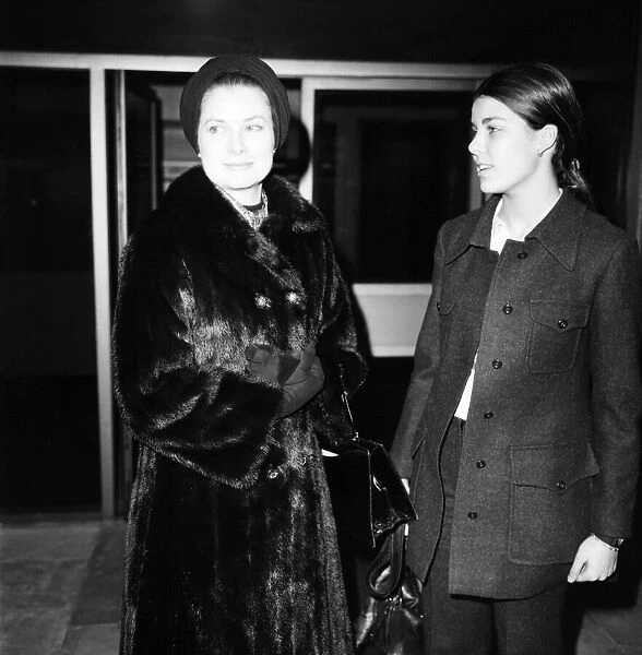 Princess Grace of Monaco and her daughter Princess Caroline arrived at Heathrow Airport