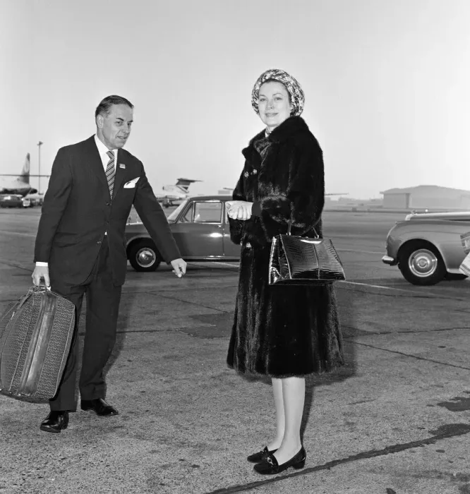 Framed Print : Princess Grace of Monaco at Heathrow Airport en route from America to Paris