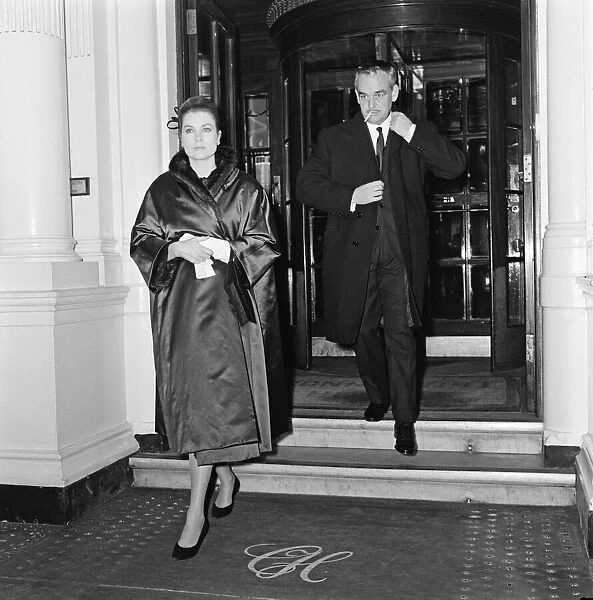 Princess Grace of Monaco and her husband Prince Rainier III leaving the Connaught Hotel