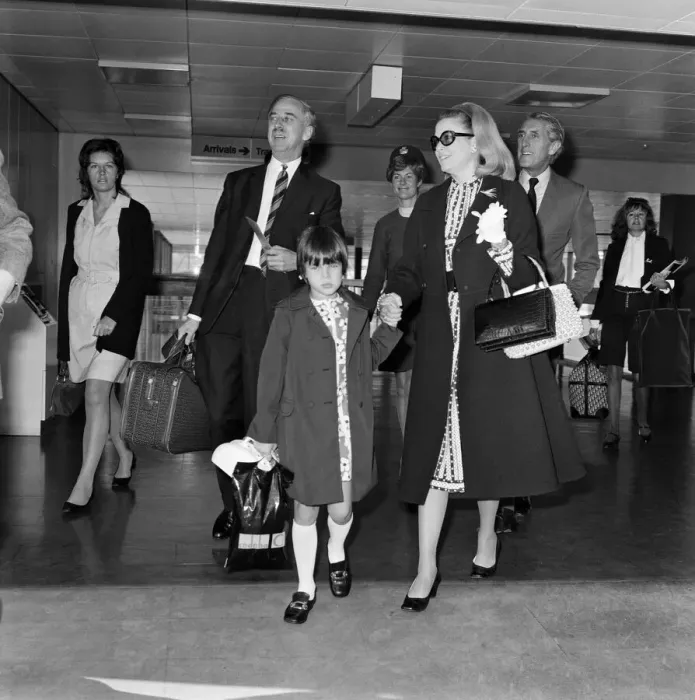 Framed Print : Princess Grace of Monaco leaves Heathrow Airport with her daughter Stephanie