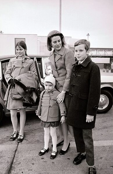 Princess Grace of Monaco meets her children Prince Albert, 11 and Princess Caroline