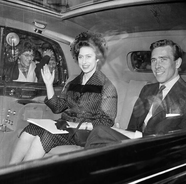 Princess Margaret and Antony Armstrong-Jones attend their wedding rehearsal at