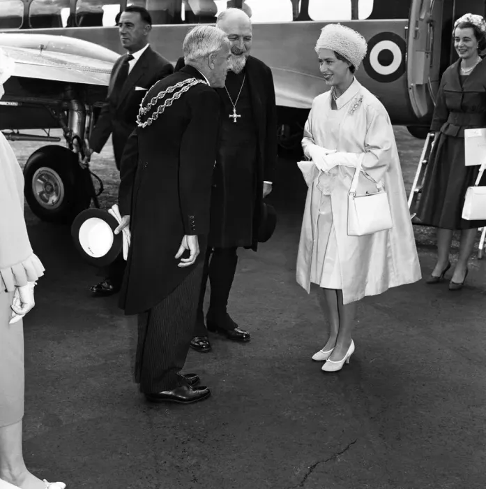 Framed Print : Princess Margaret arriving at Elmdon Airport, Birmingham