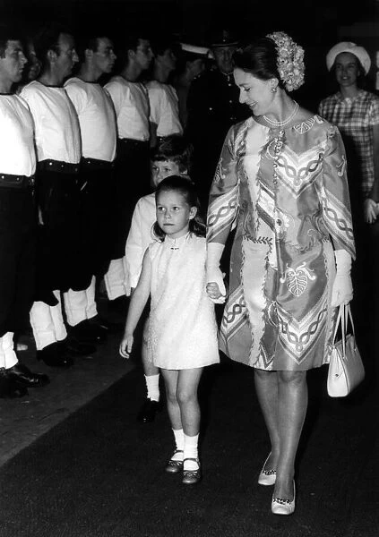 Princess Margaret with her children Lady Sarah Armstrong Jones